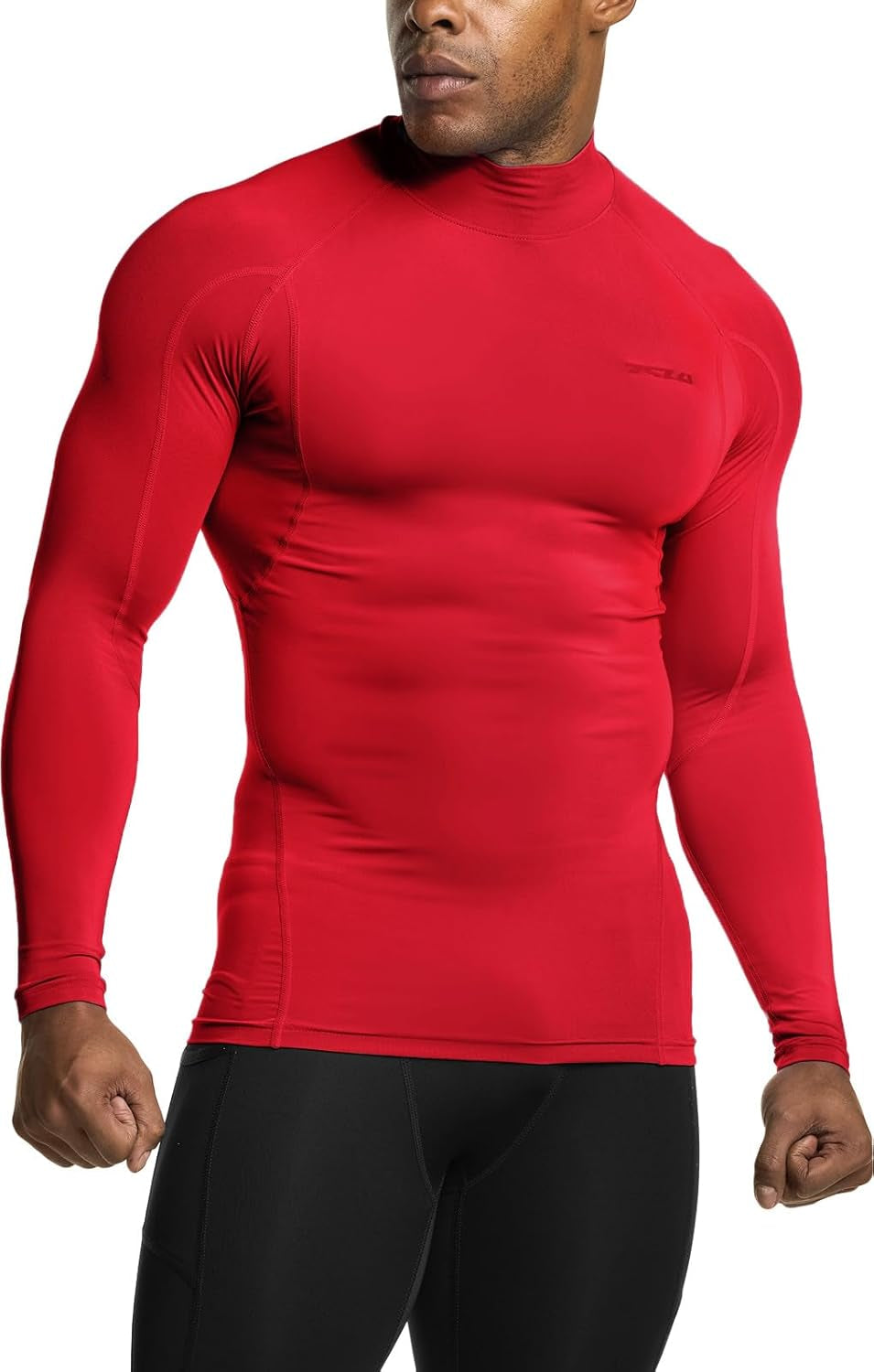Men'S UPF 50+ Mock Long Sleeve Compression Shirts, Athletic Workout Shirt, Base Layer for Water Sports