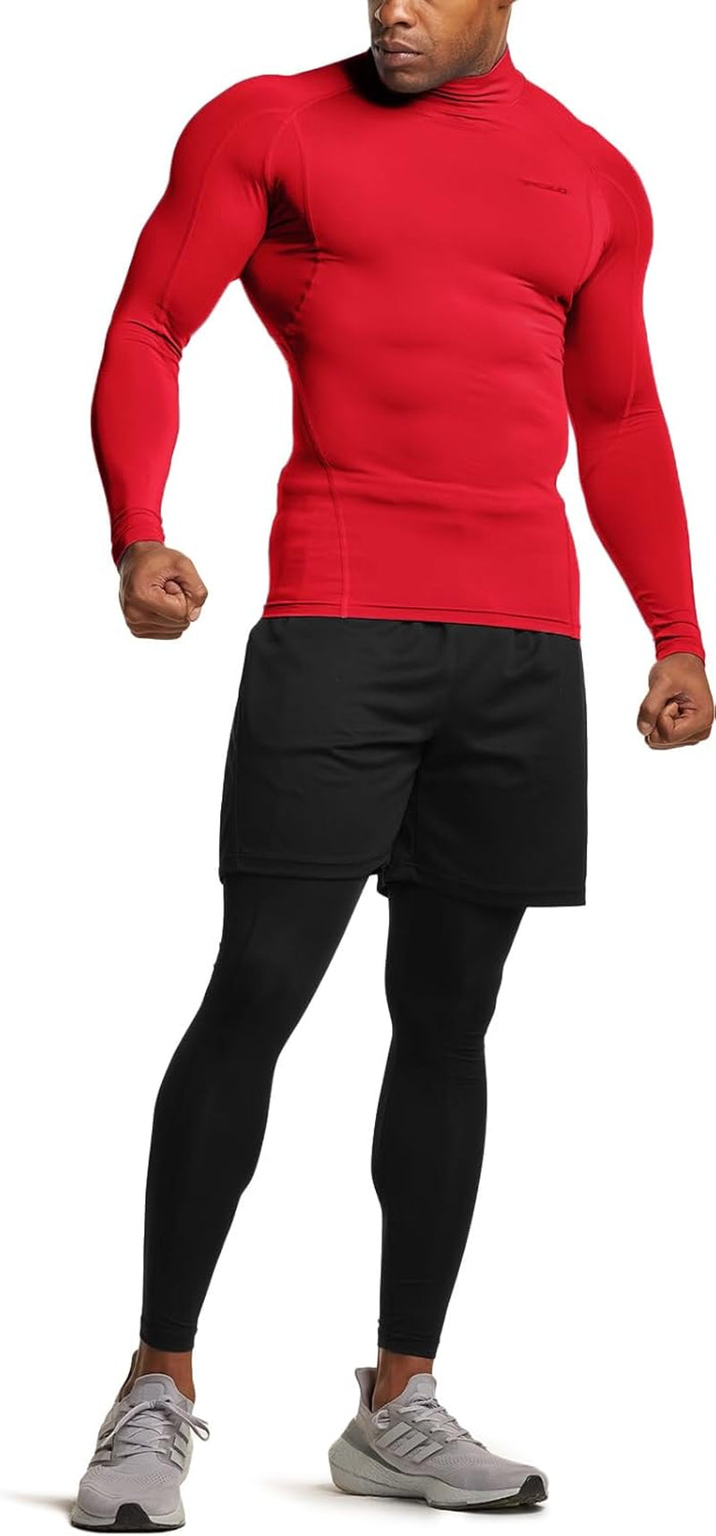 Men'S UPF 50+ Mock Long Sleeve Compression Shirts, Athletic Workout Shirt, Base Layer for Water Sports
