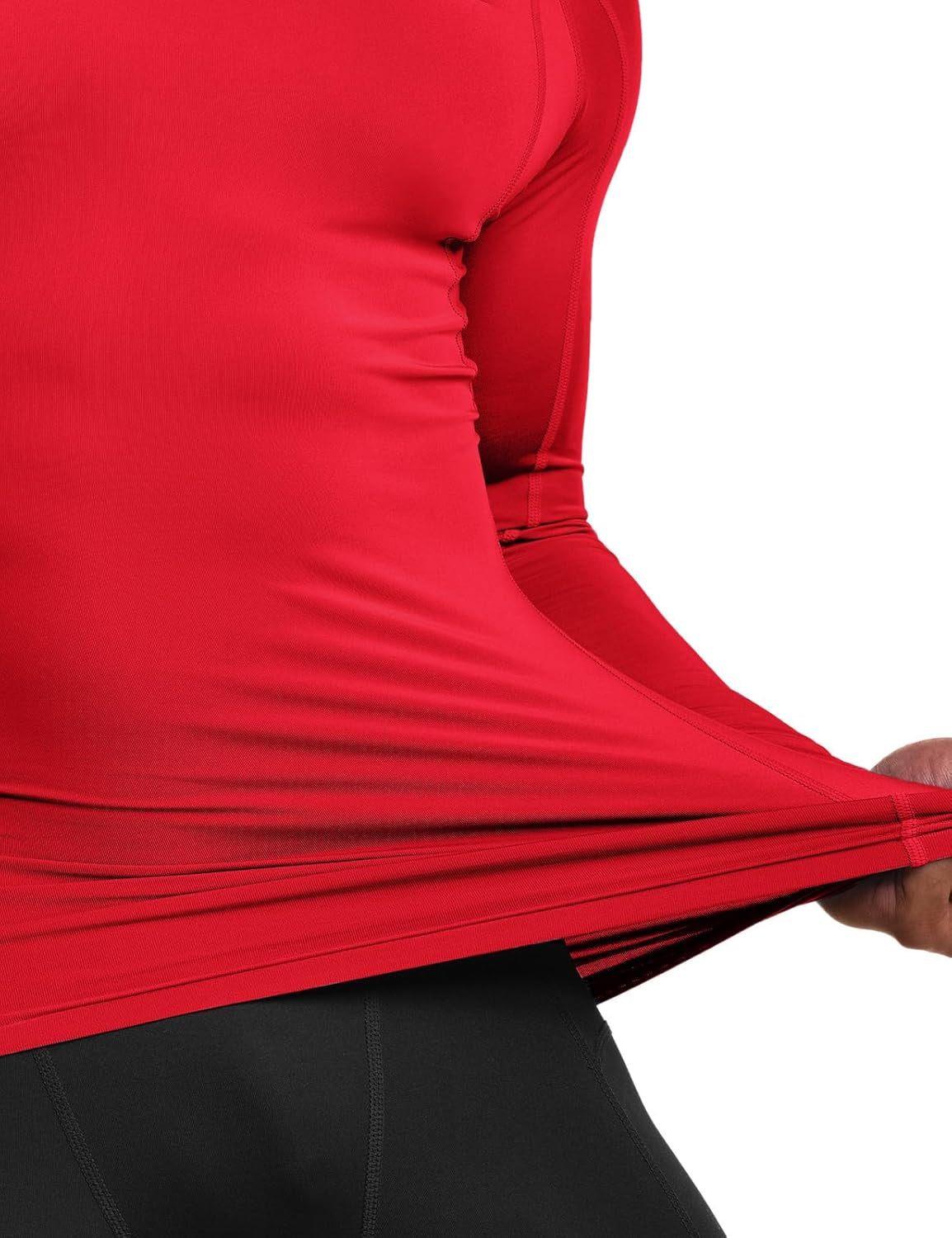 Men'S UPF 50+ Mock Long Sleeve Compression Shirts, Athletic Workout Shirt, Base Layer for Water Sports